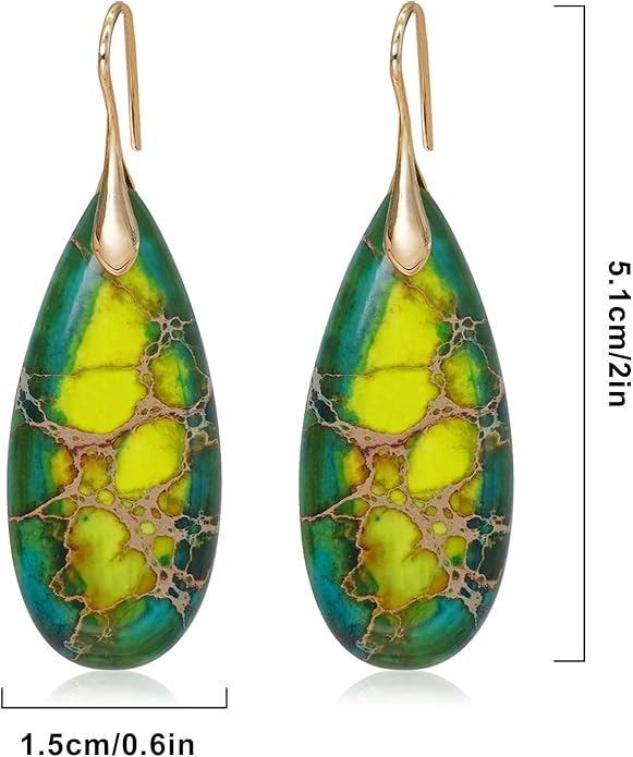 Natural Stone Earrings Waterdrop Stone Dangle Earrings for Women