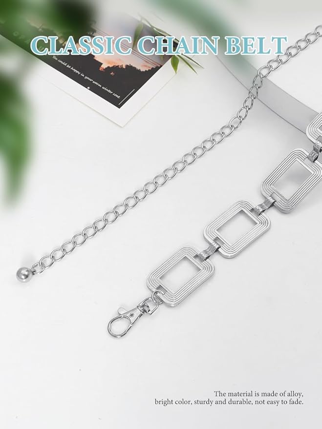 FIORETTO Chain Belts for Women Fashion Metal Waist Chain Chunky Belts for Dresses Jeans