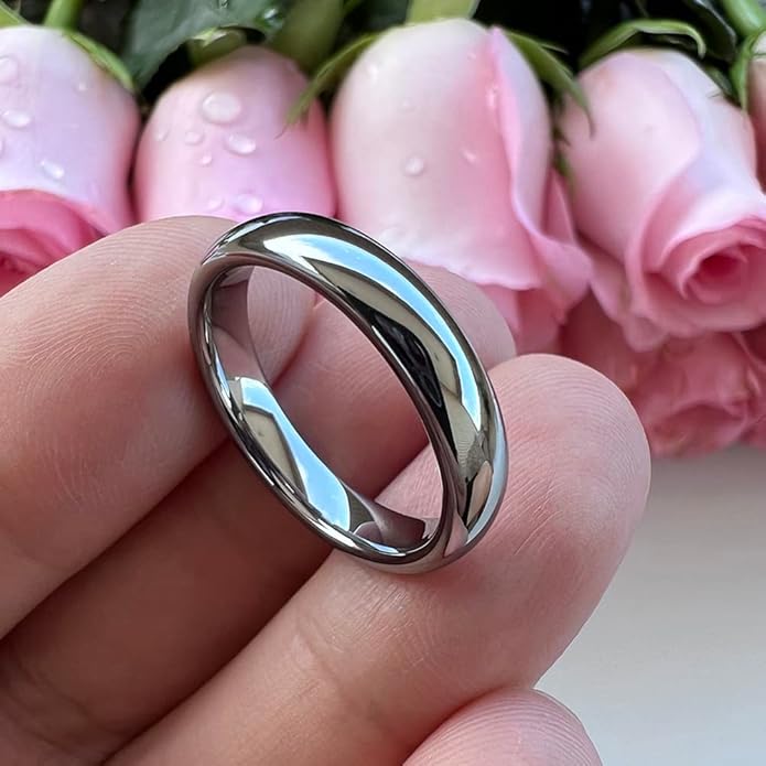 4mm 6mm 8mm 10mm Silver/Gold/White Tungsten Rings for Men Women Couple Fashion Jewelry Anniversary Engagement Wedding Bands Domed Polished I Love You Engraved Comfort Fit