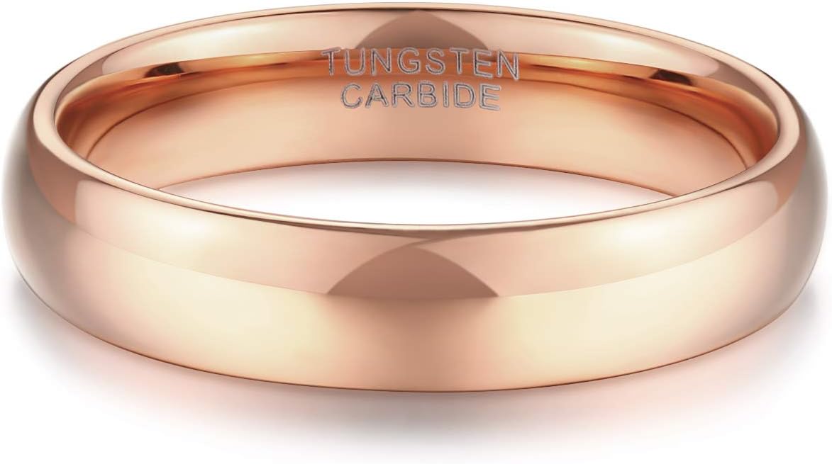 TRUMIUM 2mm 4mm 6mm 8mm Tungsten Wedding Band Ring for Men Women Gold/Rose Gold/Silver Domed High Polish Comfort Fit 4-15