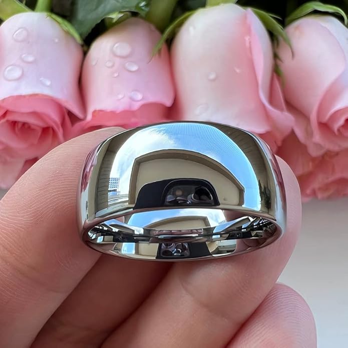 4mm 6mm 8mm 10mm Silver/Gold/White Tungsten Rings for Men Women Couple Fashion Jewelry Anniversary Engagement Wedding Bands Domed Polished I Love You Engraved Comfort Fit