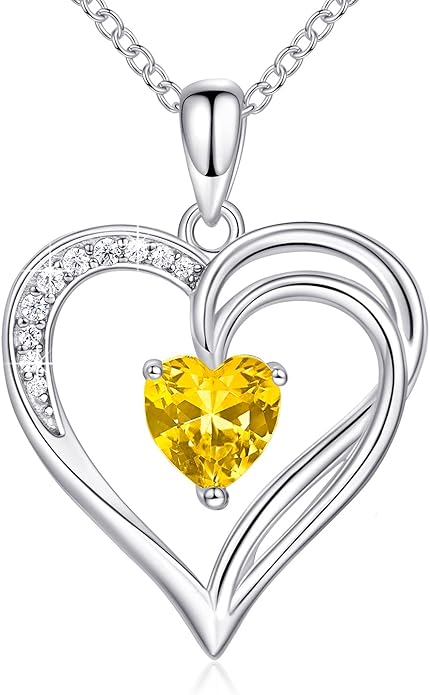 925 Sterling Silver Heart Necklace for Women Birthstone Necklace Silver Jewelry for Womens Jewelry Gifts for Women Her Mom