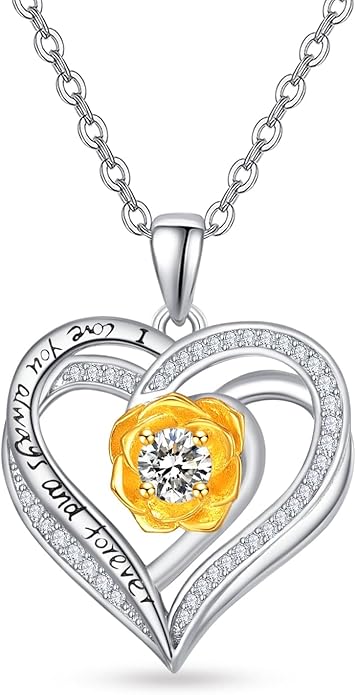 Palpitate Heart Necklaces for Women Forever Love Pendant Necklace Anniversary Valentine's Day Gifts for Lovers Wife Her Mom