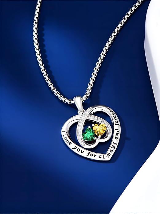 Birthstone Necklaces for Women I Love You for Always and Forever Heart Pendant Necklace Anniversary Jewelry Christmas Valentine Mothers Day Birthday Gifts for Her Wife Girlfriend