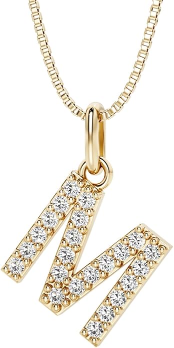 PEORA Letter A to Z Lab Grown Diamond Initial Pendant Necklace in Sterling Silver, F-G Color, VS Clarity, with 18 inch Chain