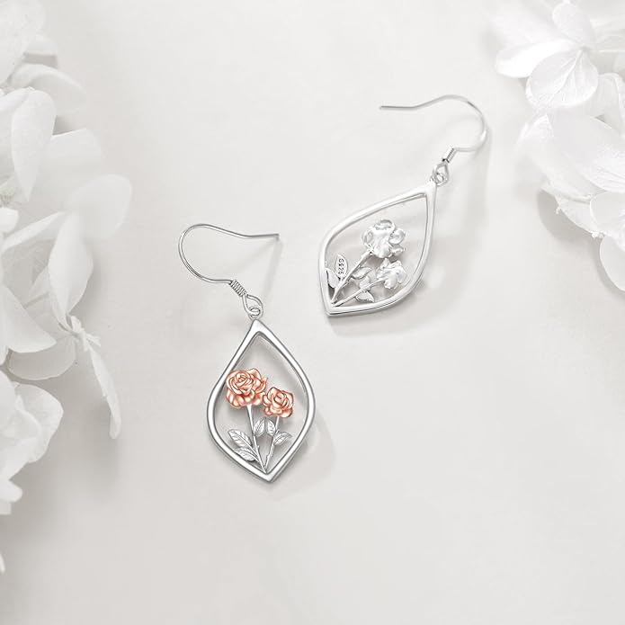 Scottish Thistle/Sunflower/Violet/Daffodil/Orchid Earrings Sterling Silver Flower Dangle Dangling Drop Boho Earrings Jewelry Gifts for Women