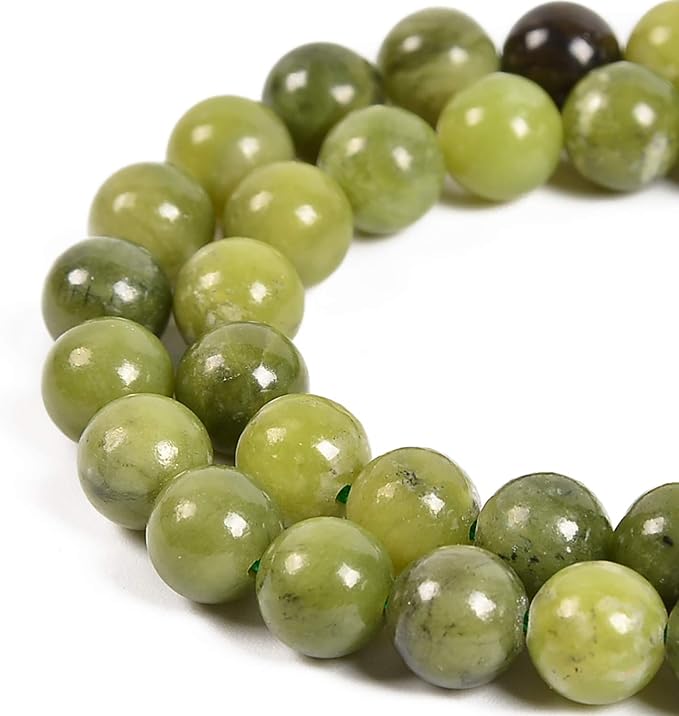 36pcs 10mm Natural Canadian Jade Gemstone Round Spacer Loose Stone Beads for Jewelry Making 15.5" 1 Strand (Canadian Jade, 10mm 36Beads)