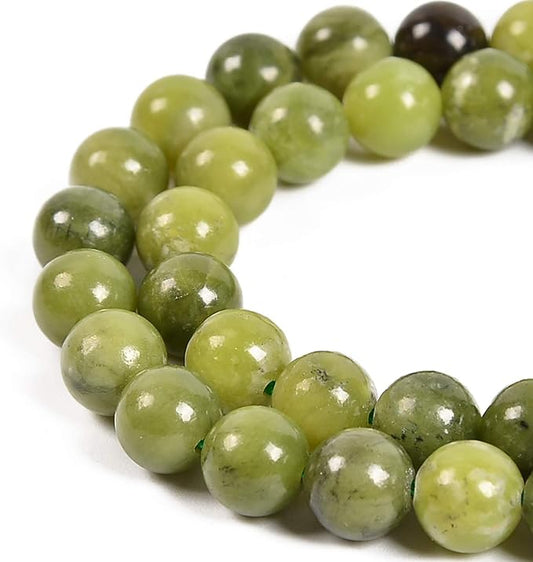36pcs 10mm Natural Canadian Jade Gemstone Round Spacer Loose Stone Beads for Jewelry Making 15.5" 1 Strand (Canadian Jade, 10mm 36Beads)