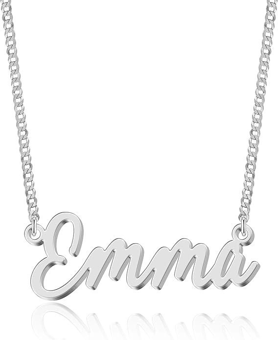 Custom Name Necklace - 925 Sterling Silver & 316 Stainless Steel, 14 Fonts & Multi-Language Options, 4 Colors, 5 Chain Styles, Personalized Gift with Premium Box