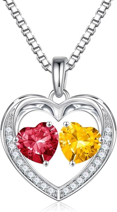 Iefil Birthstone Jewelry for Women - 925 Sterling Silver Birthstone Necklace, Anniversary Birthday Gifts for Women, Jewelry Gifts for Her Wife Mom Daughter
