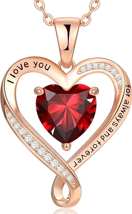 Birthday Gifts for Women Wife Infinity Heart Birthstone I Love You Necklace for Women S925 Sterling Silver Anniversary Wedding Gifts for Christmas Valentines Mothers Day Women's jewelry Diamond Pendant Necklaces Gift for Her Mom Daughter Grandma