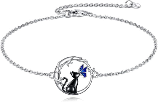 TIGER RIDER Dragonfly Anklet Sterling Silver Dragonfly Gifts Jewelry for Women with Crystal Birthday Anniversary