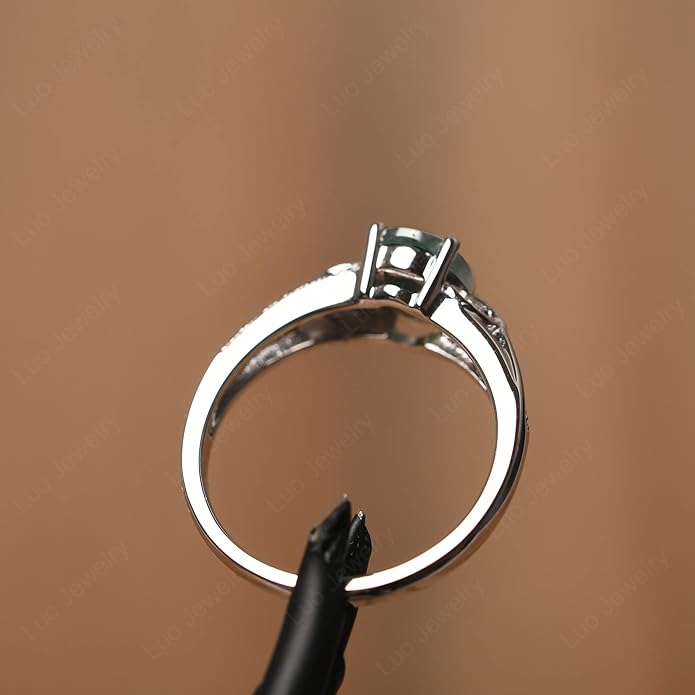 925 Sterling Silver Oval Shaped 8X6 MM Gemstone Ring Leaf Engagement Ring for Women Jewelry