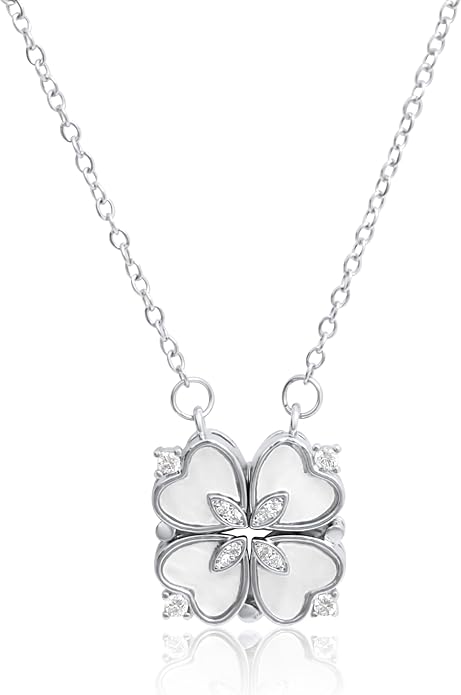 18K Gold Stainless Steel Gold Plated Necklace with Clove Hearts Charm - Can Be Worn Two Ways (Elegant A)
