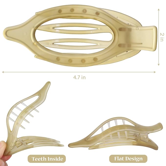 Flat Hair Clip 6 pcs Lay Down Claw Clips Hair Accessories for Women -Ice Cream