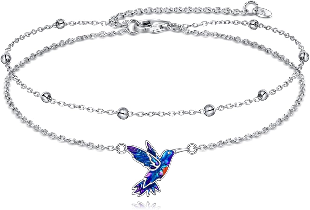TIGER RIDER Dragonfly Anklet Sterling Silver Dragonfly Gifts Jewelry for Women with Crystal Birthday Anniversary