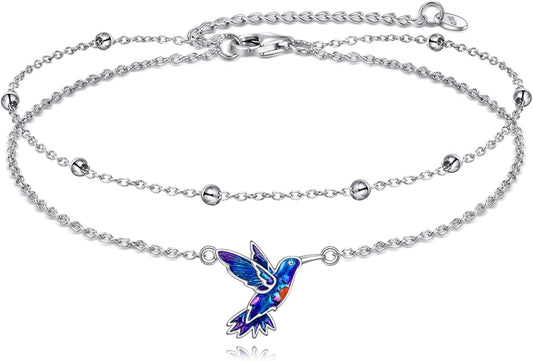 TIGER RIDER Dragonfly Anklet Sterling Silver Dragonfly Gifts Jewelry for Women with Crystal Birthday Anniversary