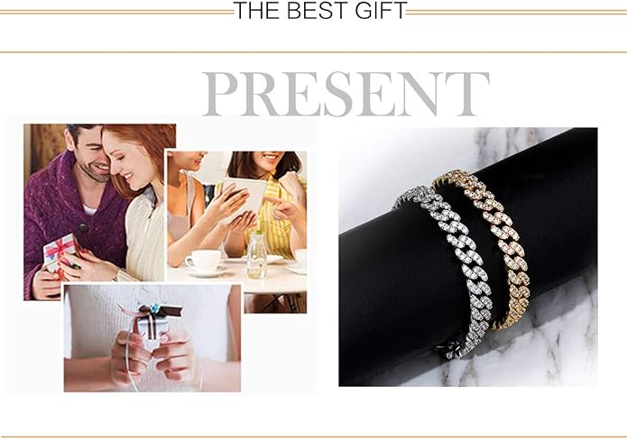 TOPGRILLZ Gold Anklets for Women Cuban Link Anklets Iced out Faux Diamond Chunky Ankle Bracelets 8mm 14K Gold Silver Plated Minimalist Fashion Foot Jewelry