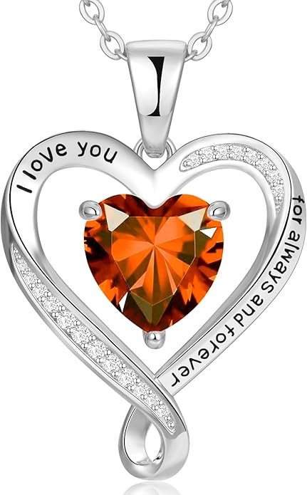 Birthday Gifts for Women Wife Infinity Heart Birthstone I Love You Necklace for Women S925 Sterling Silver Anniversary Wedding Gifts for Christmas Valentines Mothers Day Women's jewelry Diamond Pendant Necklaces Gift for Her Mom Daughter Grandma