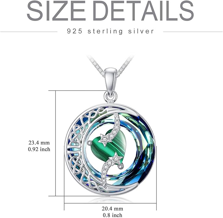TOUPOP Birthstone Necklace 925 Sterling Silver Moon and Star Pendant with Blue Crystal Celtic Moon Jewelry Birthday Christmas Gifts for Women Mom Wife Her Daughter