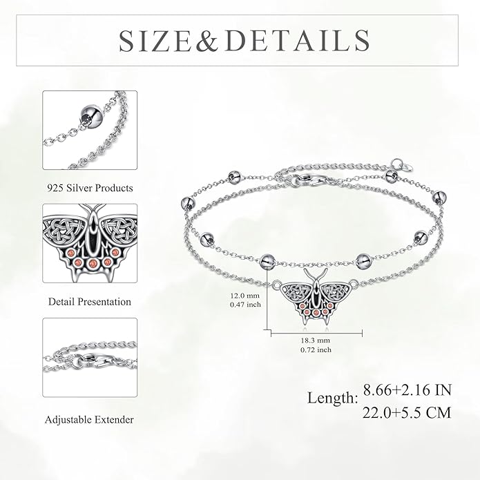 TIGER RIDER Dragonfly Anklet Sterling Silver Dragonfly Gifts Jewelry for Women with Crystal Birthday Anniversary