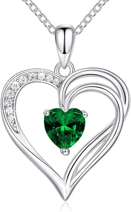 925 Sterling Silver Heart Necklace for Women Birthstone Necklace Silver Jewelry for Womens Jewelry Gifts for Women Her Mom
