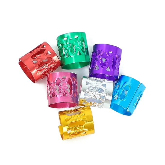 400pcs Hair Jewelry for Braids, Dreadlocks, Beads, Cuffs, Rings & Clips - Colorful Aluminum, Adjustable Metal Hair Accessories for Women & Girls (Multi-colored)