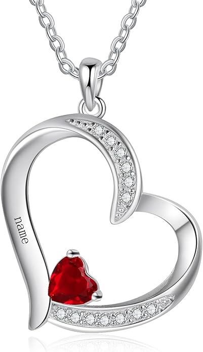 10K 14K 18K Gold Natural Diamond Personalized Mother Name Necklace with 1-6 Birthstones Sterling Silver Custom Heart Name Necklace for Women Mom Grandmother Wife Friend Gifts for Mother's Day