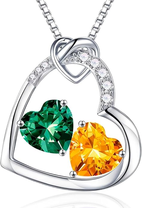 Iefil Birthstone Necklace for Women - 925 Sterling Silver Birthstone Necklace, Anniversary Birthday Gifts for Women Wife Girlfriend, Jewelry for Mom Daughter