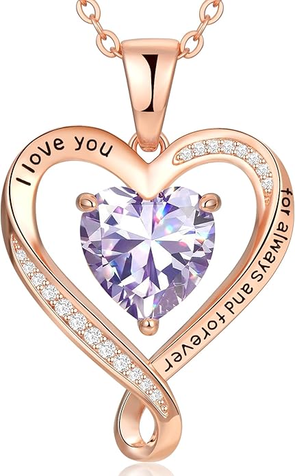 Birthday Gifts for Women Wife Infinity Heart Birthstone I Love You Necklace for Women S925 Sterling Silver Anniversary Wedding Gifts for Christmas Valentines Mothers Day Women's jewelry Diamond Pendant Necklaces Gift for Her Mom Daughter Grandma