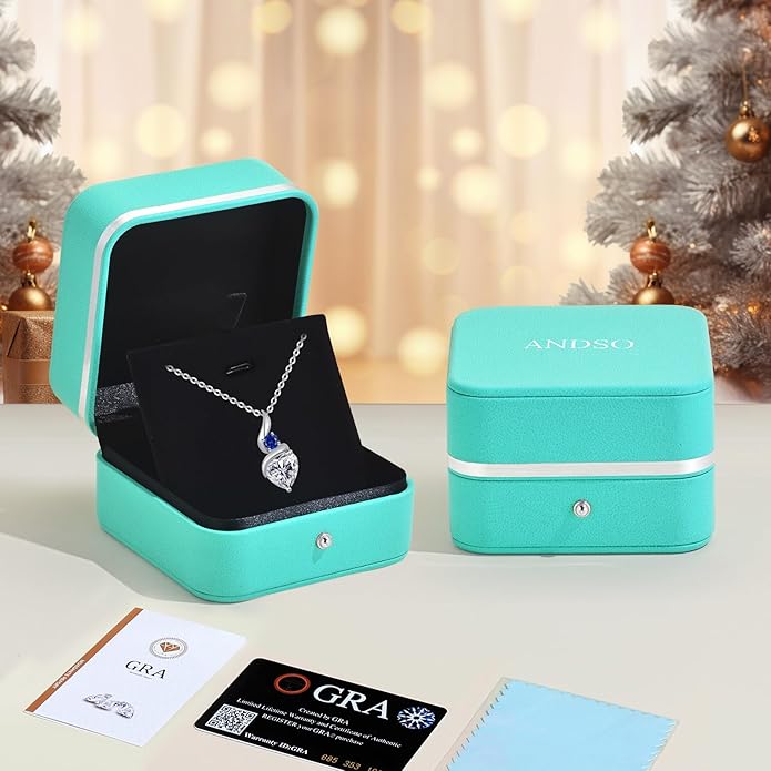 Moissanite Heart Pendant Necklaces for Women，925 Sterling Silver Gold Plating Necklace with Birthstone，Ideal Anniversary Present or Birthday Christmas Valentine Engagements Mothers Day Jewelry Gifts for Mom Wife Her Girlfriend