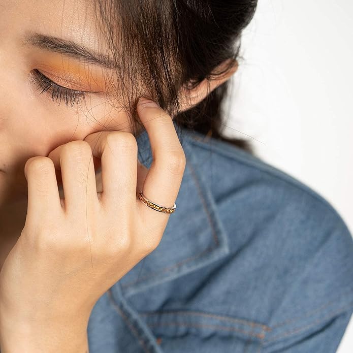 Muses Art Design Birthstone Eternity Band Ring (Channel Set/Full Round), Stackable Fashion Ring with Crystal Birthstone