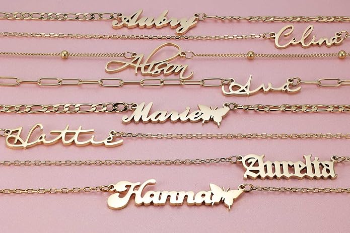 Custom Name Necklace - 925 Sterling Silver & 316 Stainless Steel, 14 Fonts & Multi-Language Options, 4 Colors, 5 Chain Styles, Personalized Gift with Premium Box