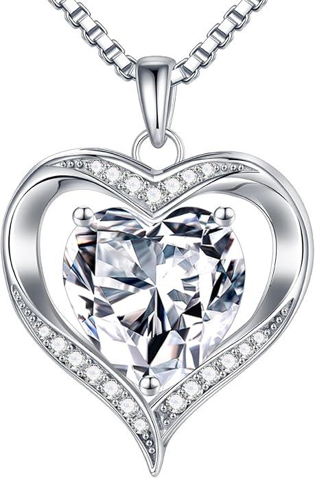 MOOSEA Moissanite Heart Pendant Necklaces for Women, 1-3ct D Color VVS1 925 Sterling Silver Anniversary Birthday Gifts for Women Wife Girlfriend Jewelry Moissanite Necklace