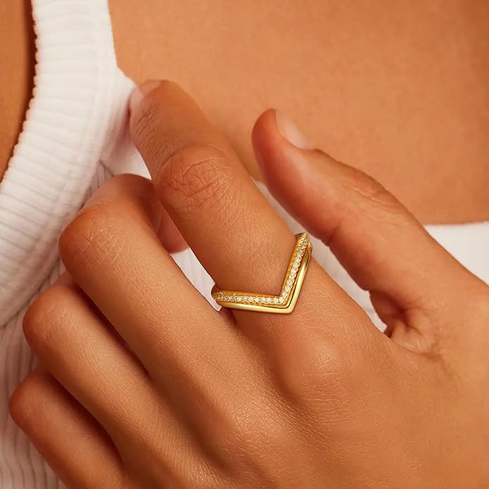 Stackable Gold Rings for Women Non Tarnish,Dainty 14k Gold Plated Stackable Rings Trendy Cubic Zirconia Thumb Ring Set Jewelry for Women