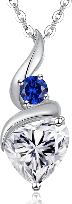 Moissanite Heart Pendant Necklaces for Women，925 Sterling Silver Gold Plating Necklace with Birthstone，Ideal Anniversary Present or Birthday Christmas Valentine Engagements Mothers Day Jewelry Gifts for Mom Wife Her Girlfriend