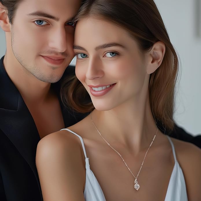 Moissanite Heart Pendant Necklaces for Women，925 Sterling Silver Gold Plating Necklace with Birthstone，Ideal Anniversary Present or Birthday Christmas Valentine Engagements Mothers Day Jewelry Gifts for Mom Wife Her Girlfriend