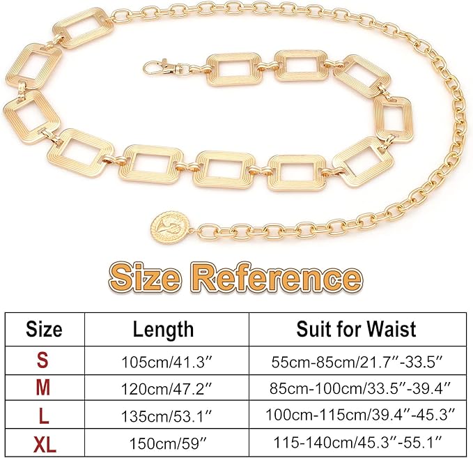 Women's Chain Belt Metal Waist Belt Chunky Belly Link Belt