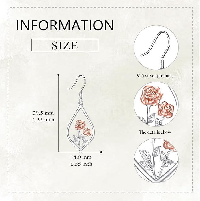 Scottish Thistle/Sunflower/Violet/Daffodil/Orchid Earrings Sterling Silver Flower Dangle Dangling Drop Boho Earrings Jewelry Gifts for Women