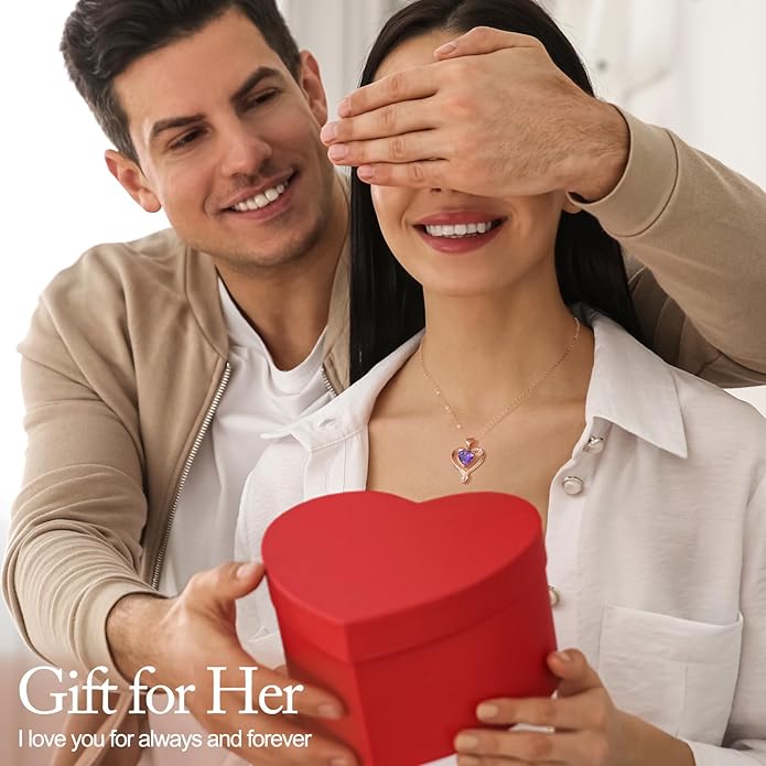 Birthday Gifts for Women Wife Infinity Heart Birthstone I Love You Necklace for Women S925 Sterling Silver Anniversary Wedding Gifts for Christmas Valentines Mothers Day Women's jewelry Diamond Pendant Necklaces Gift for Her Mom Daughter Grandma