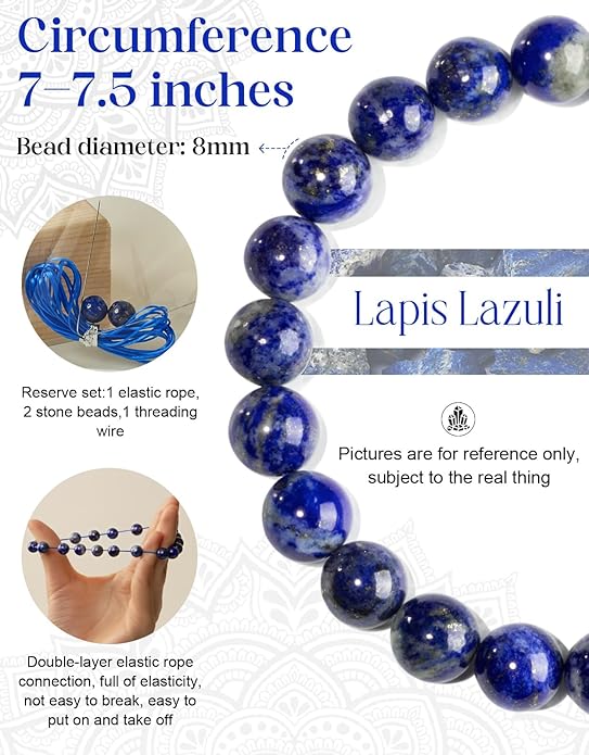 Handmade Natural Stone Beaded Stretch Bracelets,Healing Crystals Protection Bracelet,Spiritual Jewelry Gifts for Women & Men,Replacement Beads Included