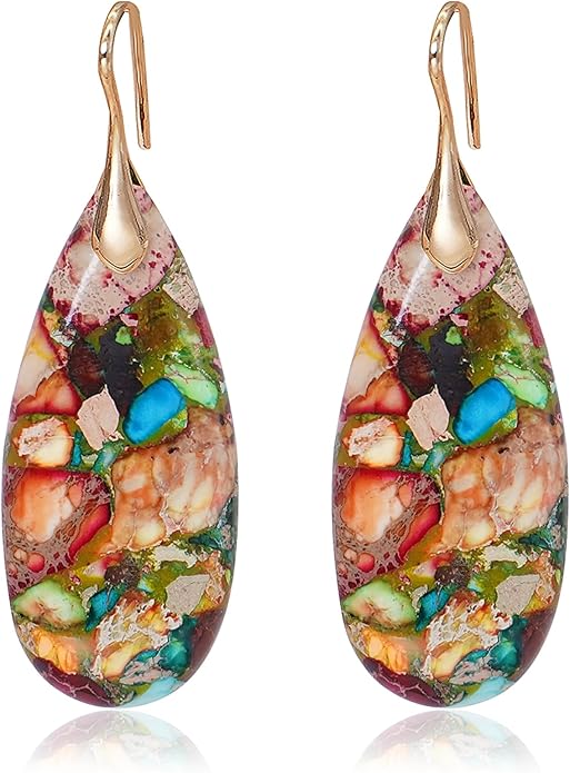 Natural Stone Earrings Waterdrop Stone Dangle Earrings for Women