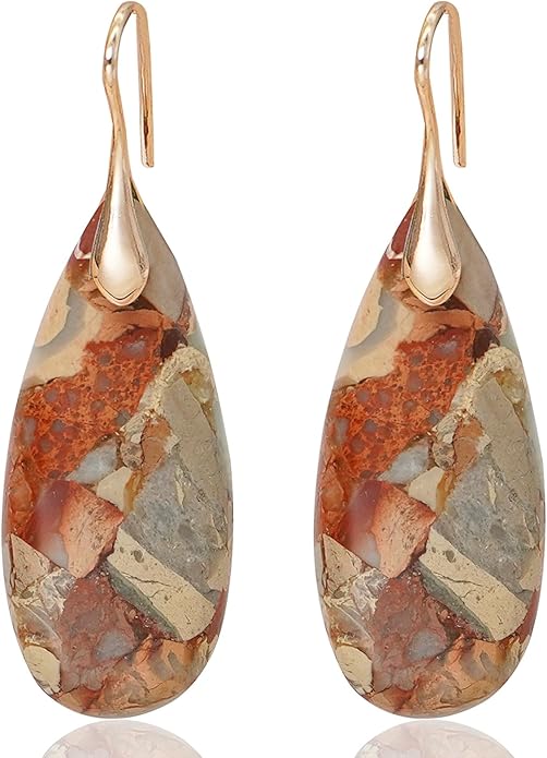 Natural Stone Earrings Waterdrop Stone Dangle Earrings for Women