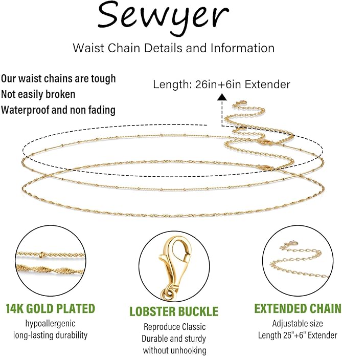 Dainty 2PCS GoldSilver Plated Waist Chains for Women Satellite Pearl Cuban Body Chain Sexy Layered Waist Chain Bikini Belly Chain Summer Beach Jewelry