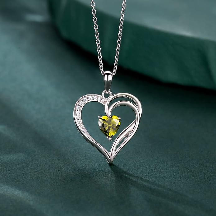 925 Sterling Silver Heart Necklace for Women Birthstone Necklace Silver Jewelry for Womens Jewelry Gifts for Women Her Mom