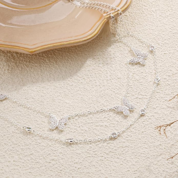 RLMOON Gold Anklets for Women CZ Ankle Bracelet 14K Gold Plated Waterproof Dainty Layered Tennis Heart Dot Chain Silver Clover Anklet Trendy Foot Jewelry