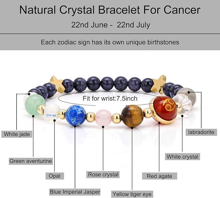 Zodiac Bracelets for Women Men,12 Constellations Healing Crystal Stone Beads Bracelet Birthday Zodiac Gifts Horoscope Spiritual Jewelry Bracelet Gifts