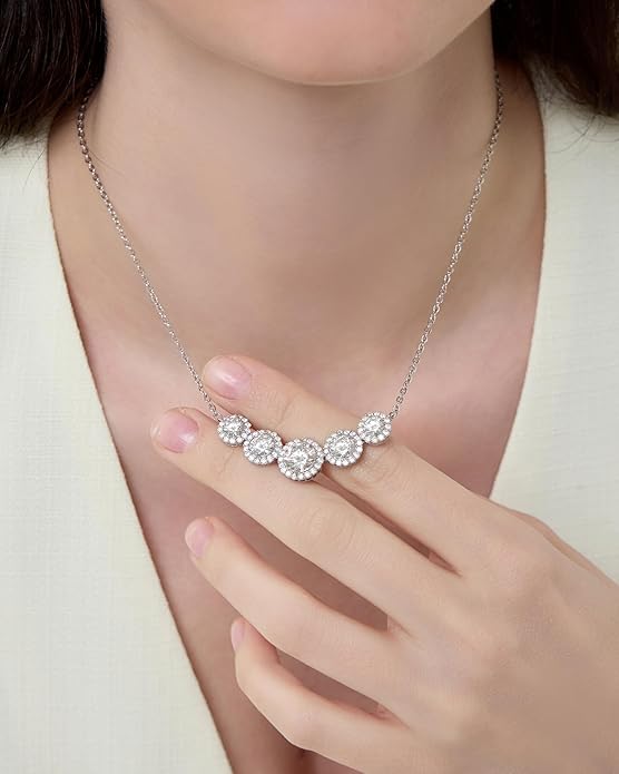 Moissanite Necklace for Women, 1.7-7.6 Carat Heart Necklace Engraved 'I LOVE YOU' Gift for Wife, Wedding Anniversary Birthday Gifts for Women, Jewelry Gifts for Her Wife Mom Girlfriend Lady