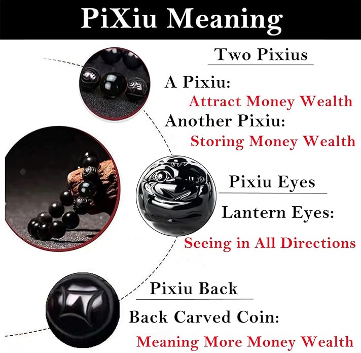 Black Obsidian Bracelet,Feng Shui Black Obsidian Wealth Bracelet for Women Men Couples Handmade Stretch Obsidian Bracelet Bangle with Carved Pixiu Tiger Eye Stone Attract Wealth Money and Good Luck