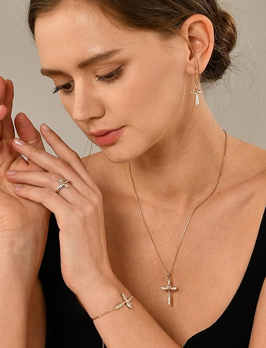 YL 925 Sterling Silver Cross Necklace for Women Halo Infinity Pendant Birthstone Jewelry for Mom